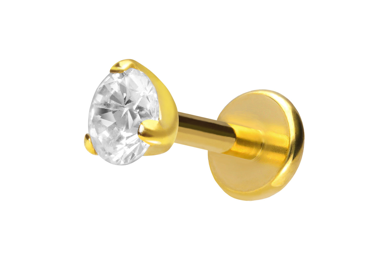 Titan Labret Piercing mit Push Fit EINGEFASSTER KRISTALL